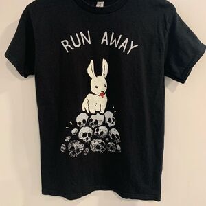 Run Away Black Short Sleeve Tee  Monty Python Graphic Designs